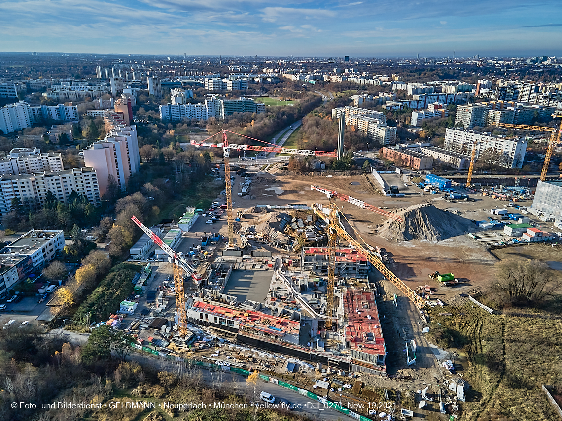 19.11.2021 - Luftbilder von der Baustelle Alexisquartier und Pandion Verde in Neuperlach